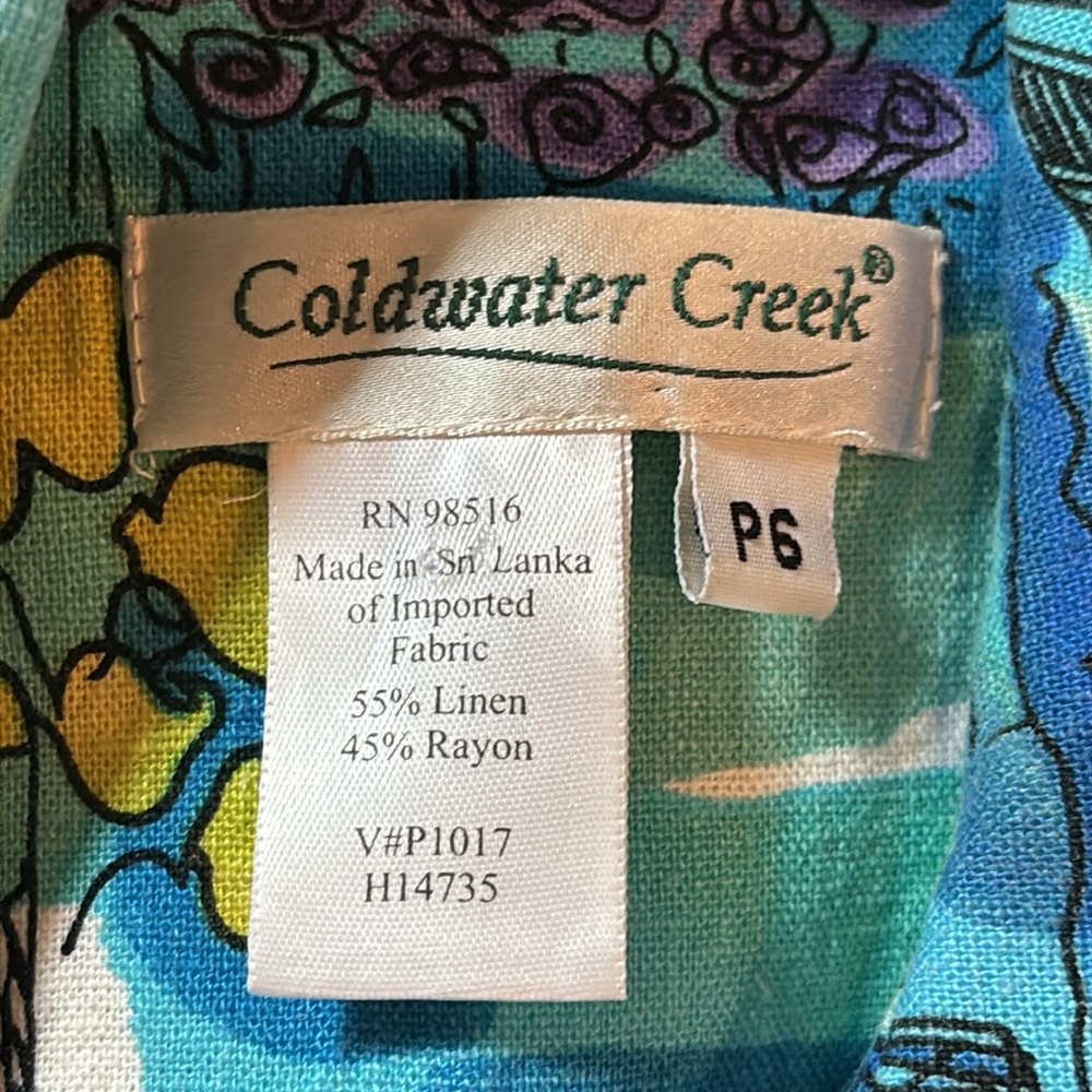 ColdwaterCreek- Blue Sleeveless Collared Dress with Belt size P6 - Picture 6 of 6